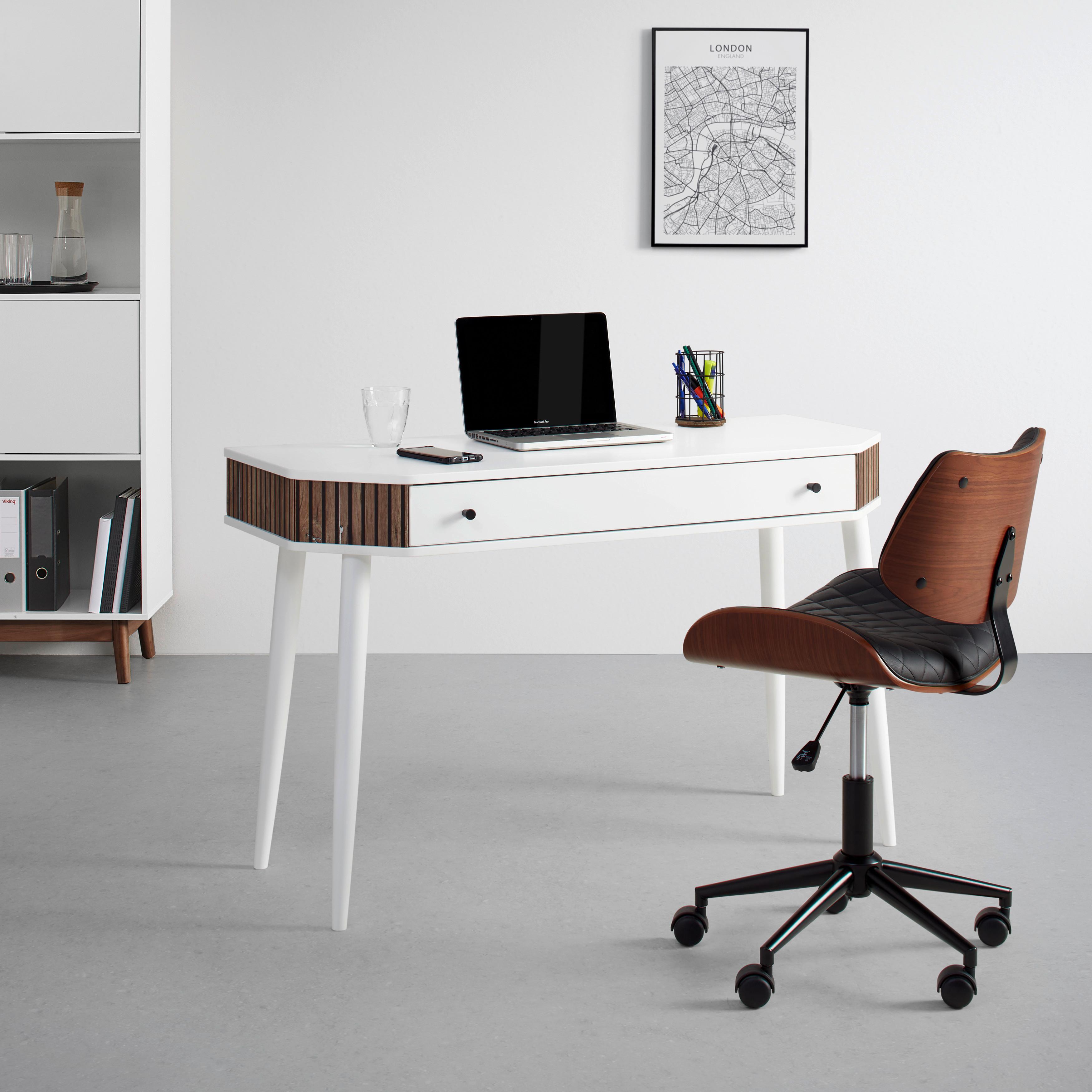 Schreibtisch Capri in Weiß/Eichefarben - Eichefarben/Schwarz, MODERN, Holz/Holzwerkstoff (120/76/50cm) - Mömax