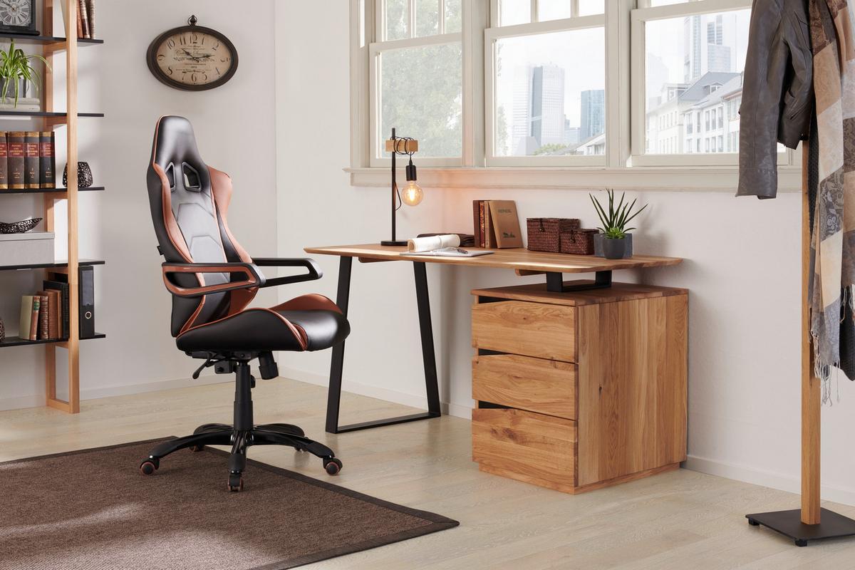 BIURKO LYNX -LINEA NATURA- - dąb dziki/czarny, Natur, metal/drewno (140/65/75cm) - Linea Natura