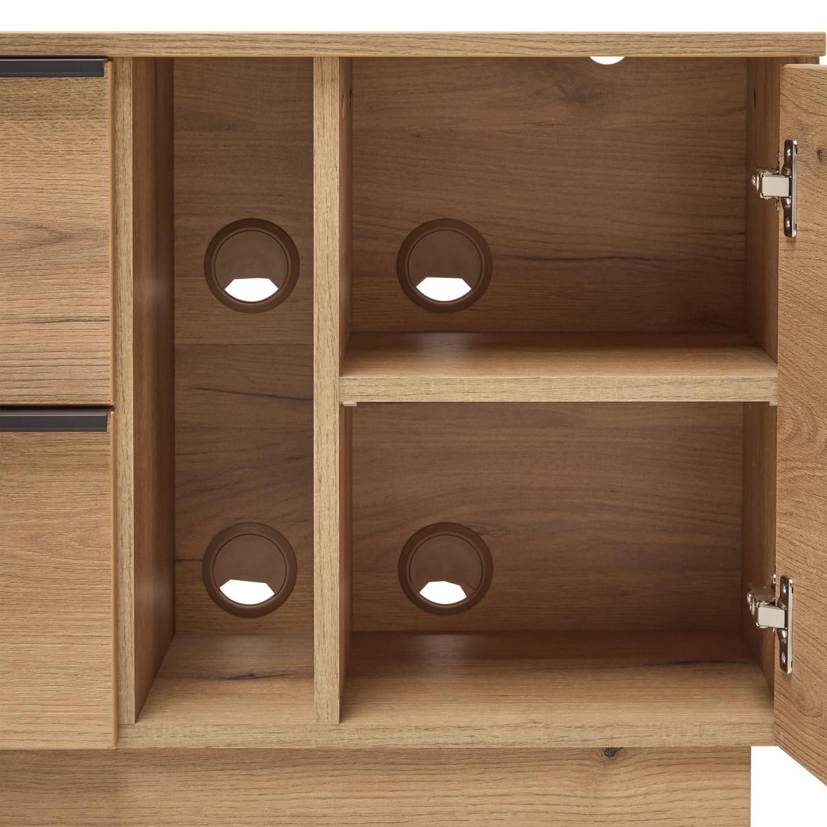 TV-Element Neo Eichefarben ca. 210x53x40cm - Eichefarben/Schwarz, MODERN, Holzwerkstoff/Kunststoff (210/53/40cm) - Mömax