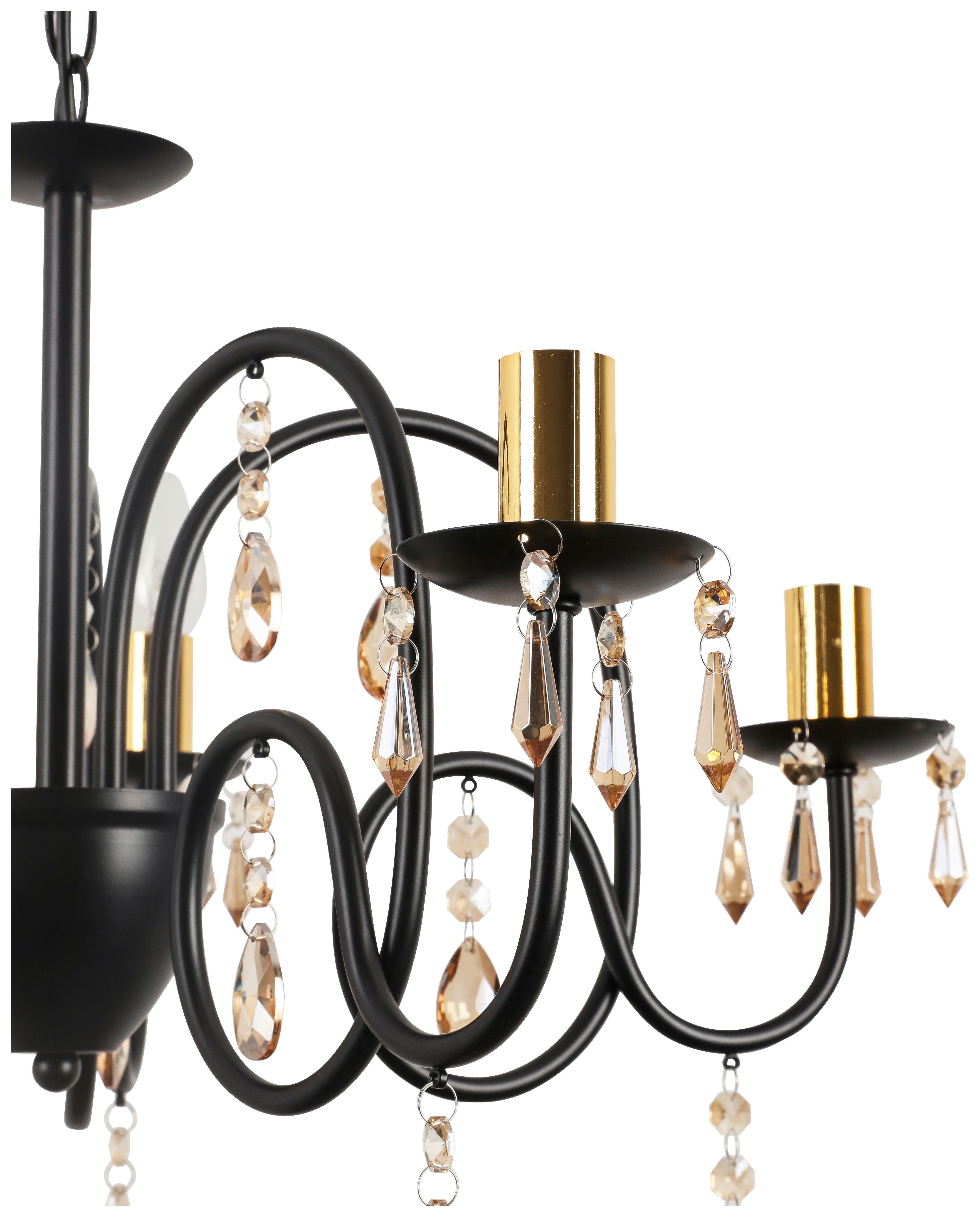 Viseča Svetilka Kristina - zlate barve/črna, Moderno, kovina/steklo (60/120cm) - Modern Living