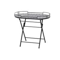 Gartenbeistelltisch Mosaik ca. 67,5x41x60 cm klappbar - Schwarz, KONVENTIONELL, Keramik/Metall (67,5/41/60cm) - Siena Garden