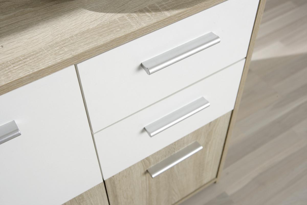 Kommode Eboli Weiß/Eiche - Weiß/Sonoma Eiche, Basics, Holzwerkstoff/Kunststoff (77/77/30cm) - MID.YOU