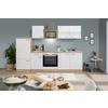 Küchenblock Merle mit Geräten ca. 270 cm Weiß - Edelstahlfarben/Eichefarben, Basics, Holzwerkstoff/Metall (270cm) - Respekta