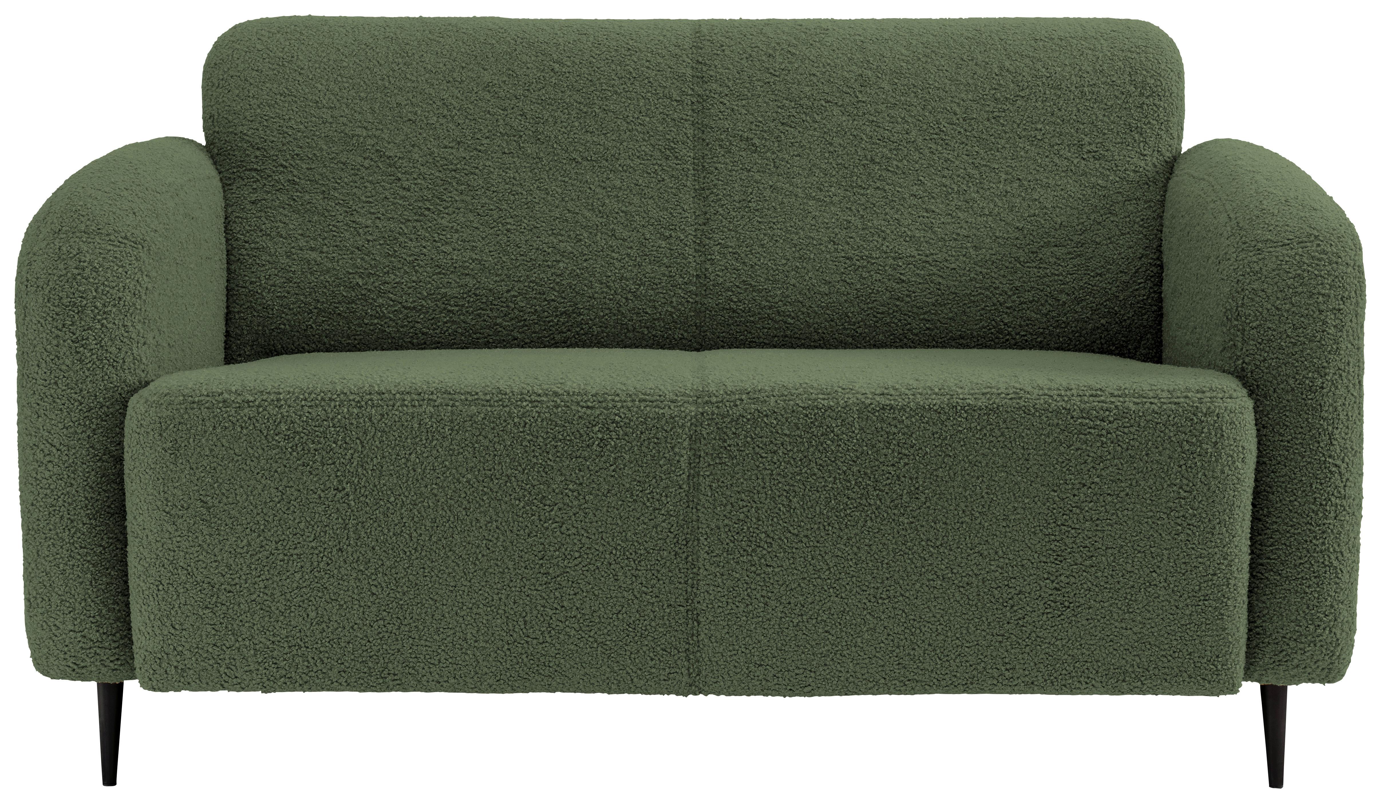 2-Sitzer-Sofa Marone Dunkelgrün Teddystoff - Dunkelgrün/Schwarz, MODERN, Textil/Metall (140/76/90cm) - Livetastic