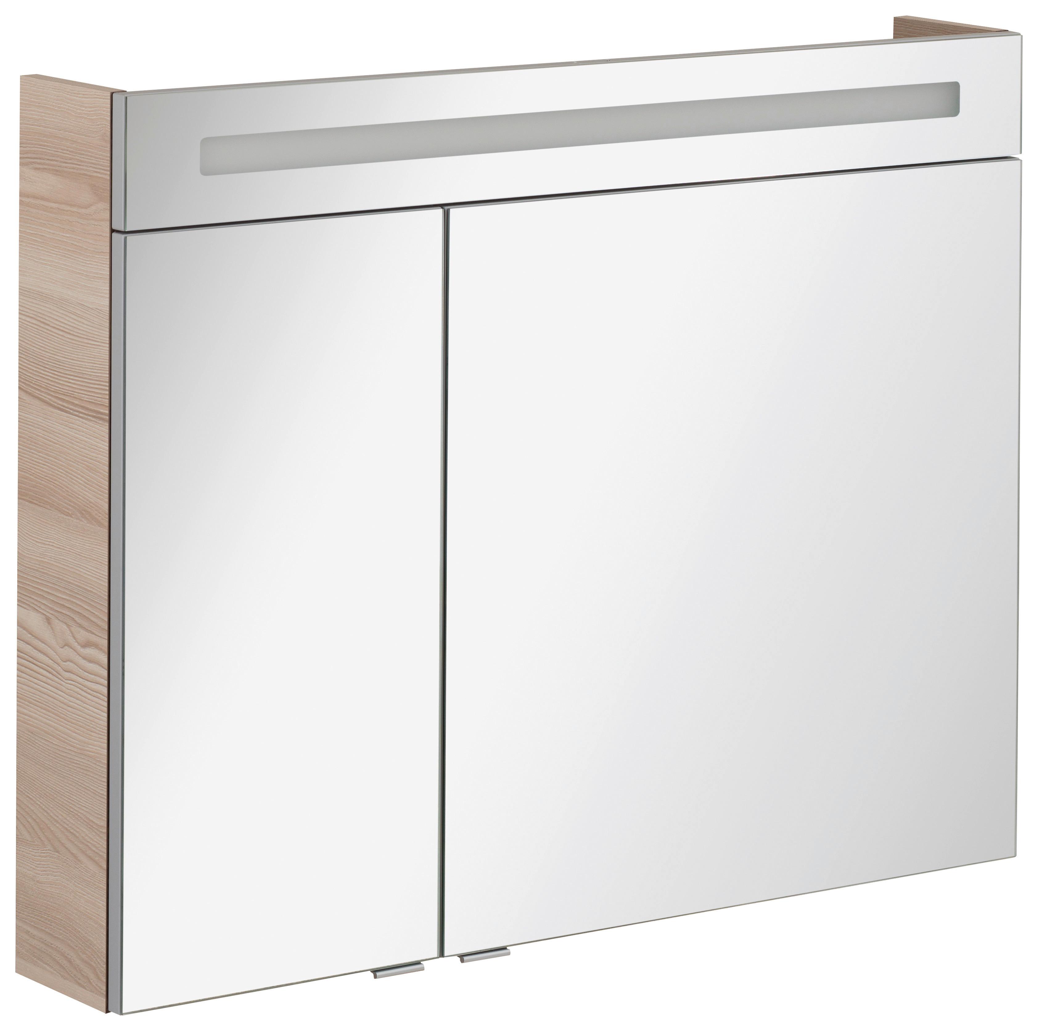 Spiegelschrank "B.Clever" , esche - Alufarben, MODERN, Glas/Holzwerkstoff (90/71/16cm) - MID.YOU