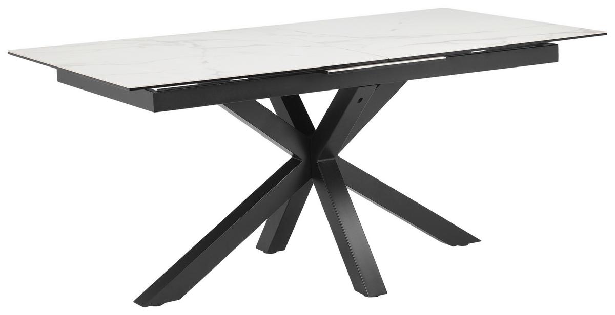 Raztegljiva Miza Lotus, Bela, 168-210x90 - črna/bela, Moderno, kovina/steklo (168-210/90/76cm) - MID.YOU