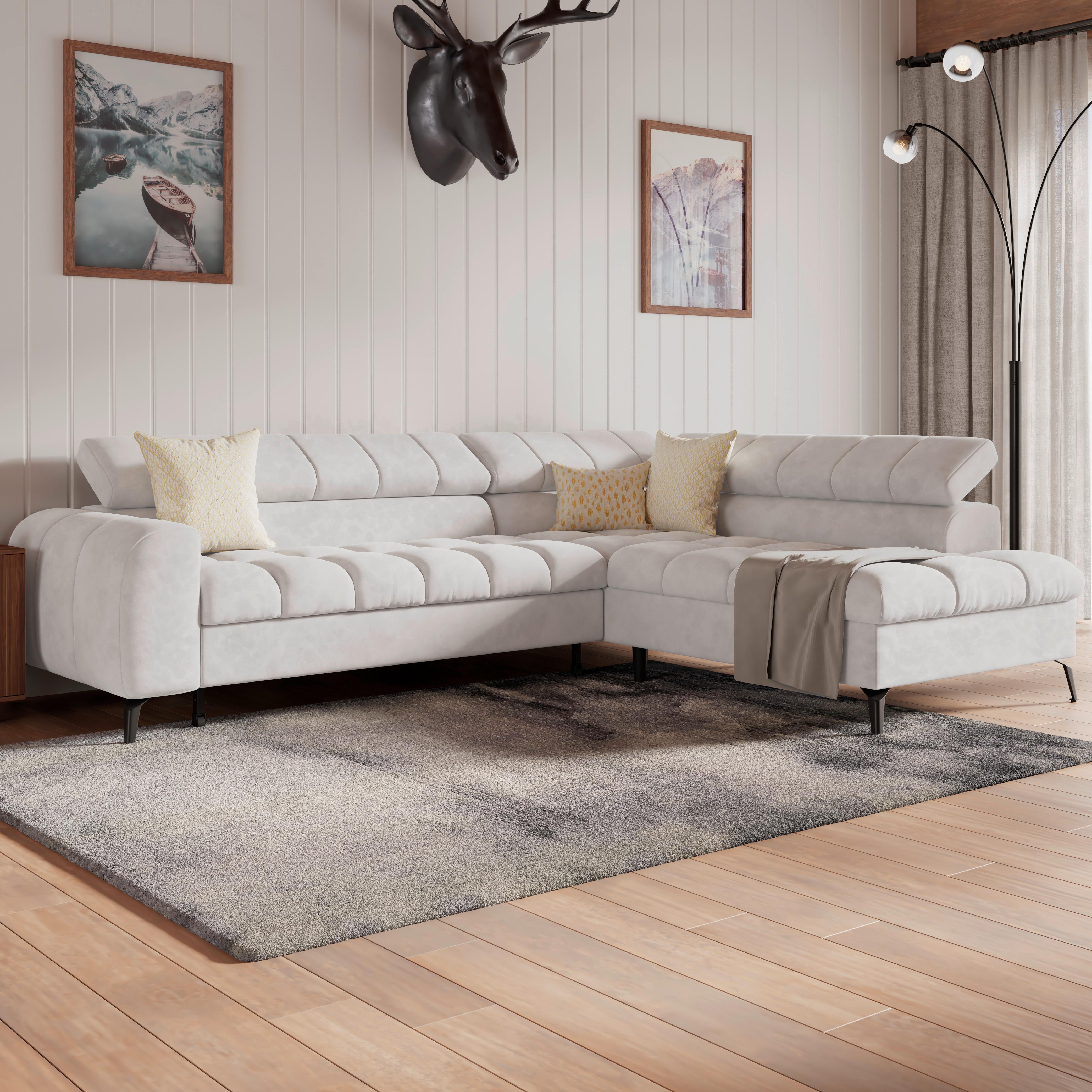 Kutna Garnitura Volf - bijela/crna, Trend, tekstil/metal (261/203cm)