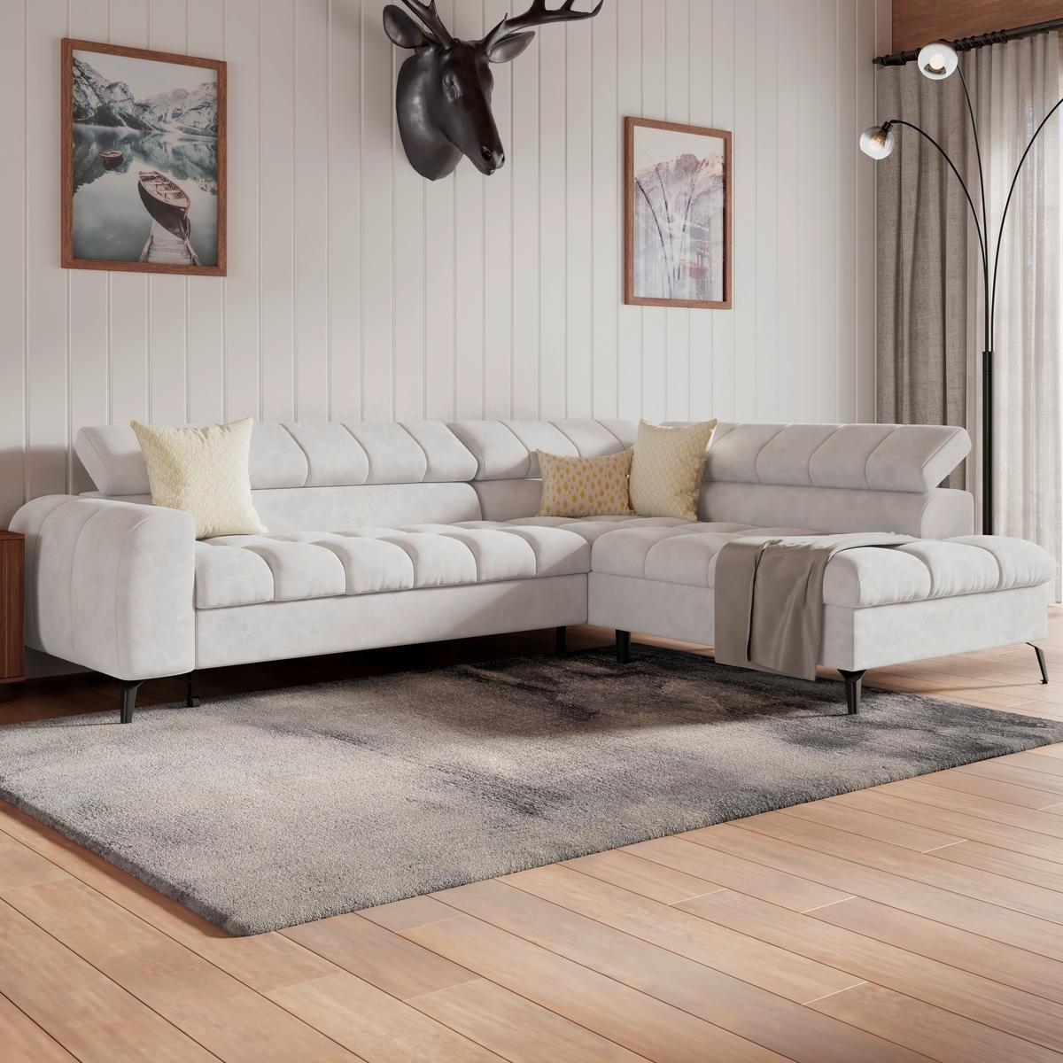 Kutna Garnitura Volf - bijela/crna, Trend, tekstil/metal (261/203cm)