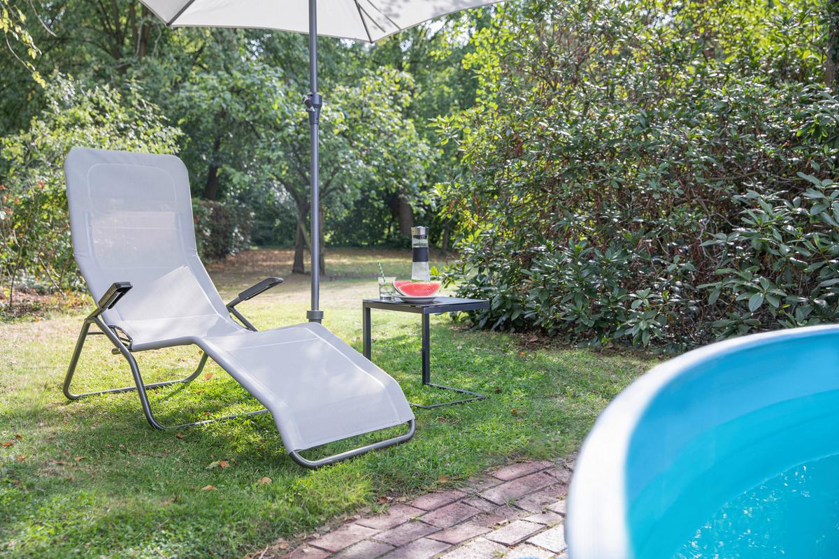 Gartenliege Anco Hellgrau Stahl - Anthrazit/Hellgrau, MODERN, Textil/Metall (72,5/103,5/144cm) - Siena Garden