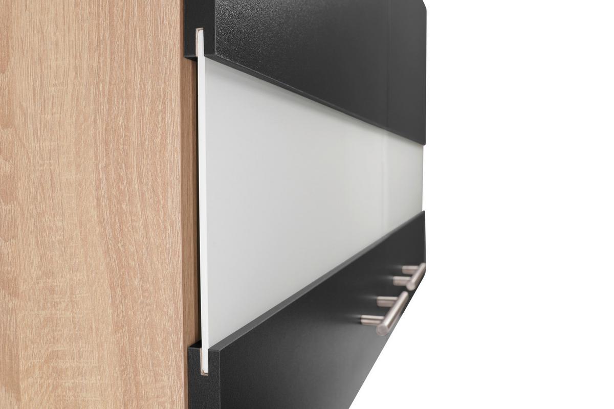 Kuhinjska Zgornja Omarica Merle, Barva Hrasta, Črna - srebrne barve/črna, Basics, kovina/steklo (100/56,1/34,6cm) - Respekta