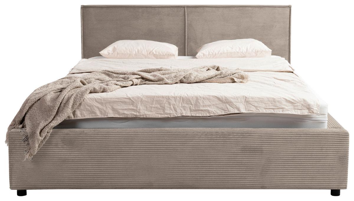 Oblazinjena Postelja Inez, Svetlo Rjava, 180x200cm - svetlo rjava/črna, Moderno, kovina/tekstil (180/200cm) - P & B