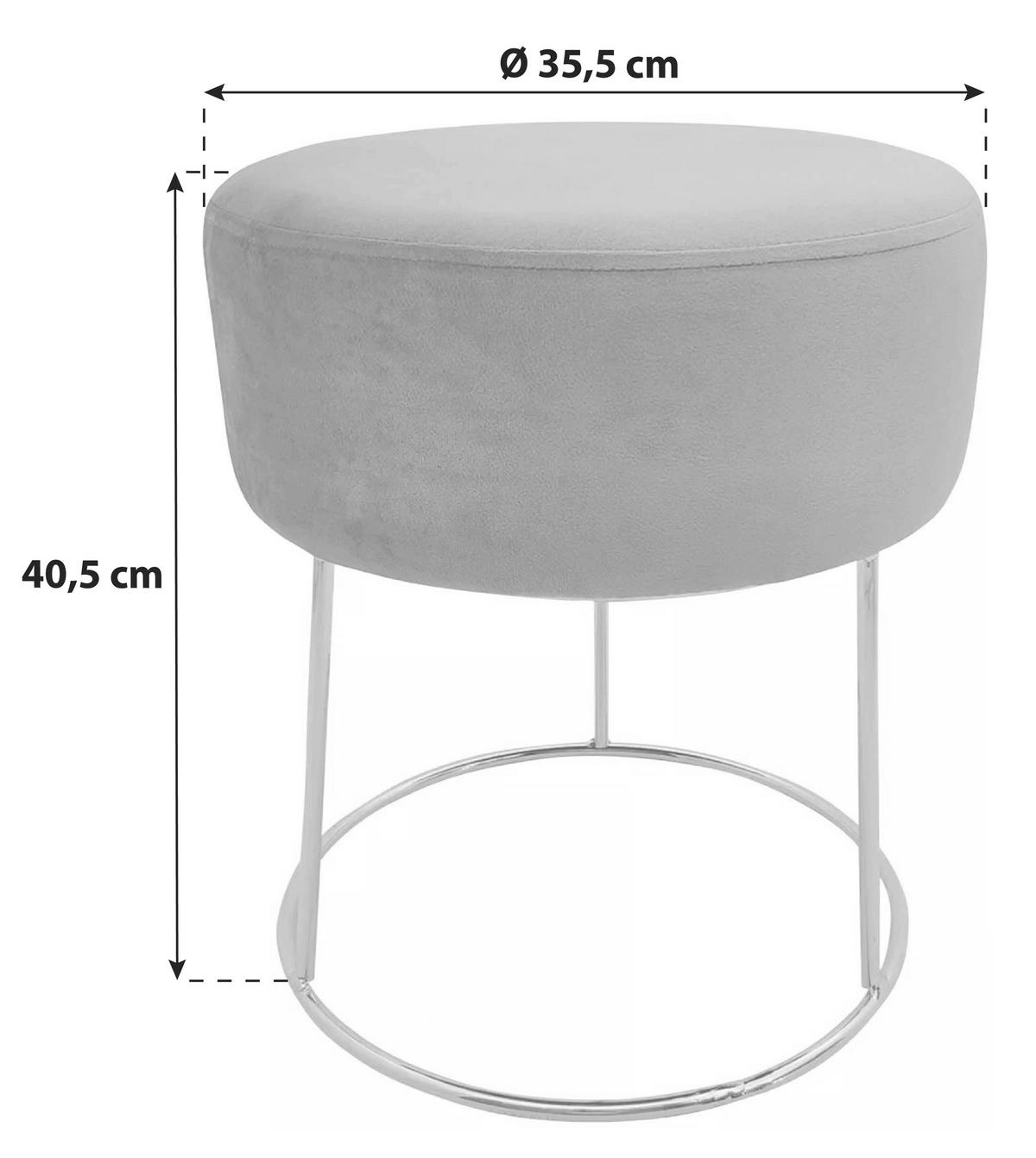 Hocker Marilyn Grau Samt - Goldfarben/Grau, Design, Textil/Metall (35,5/40,5/35,5cm) - Echtwerk