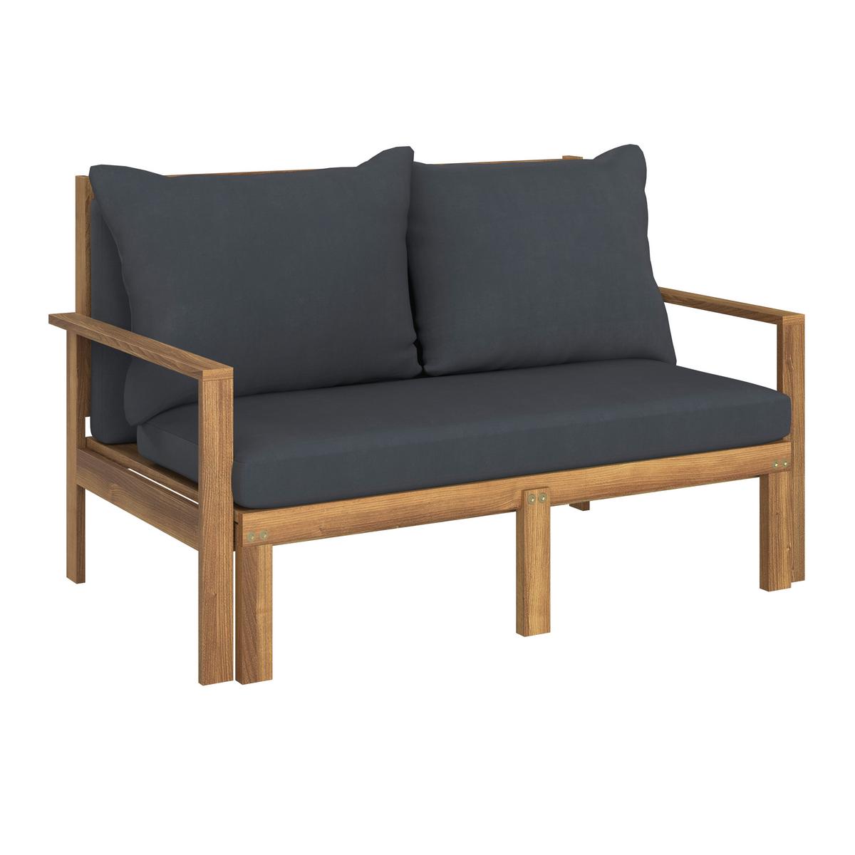 Sonneninsel Pia Dunkelgrau Akazie/Outdoorstoff - Dunkelgrau, MODERN, Holz/Textil (130/75/80-130cm) - Bessagi Garden