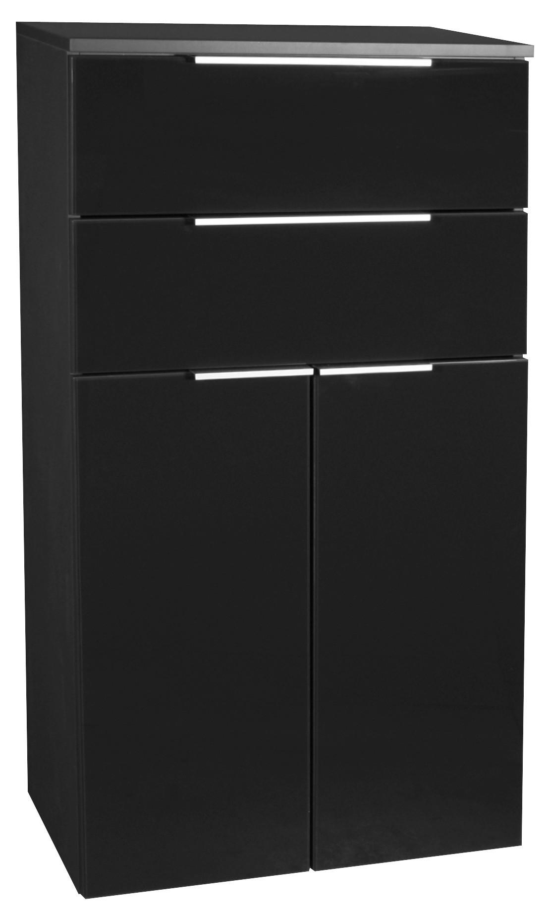 Midischrank "Kara" , anthrazit - Anthrazit/Silberfarben, MODERN, Glas/Holzwerkstoff (61/106,5/32cm) - MID.YOU