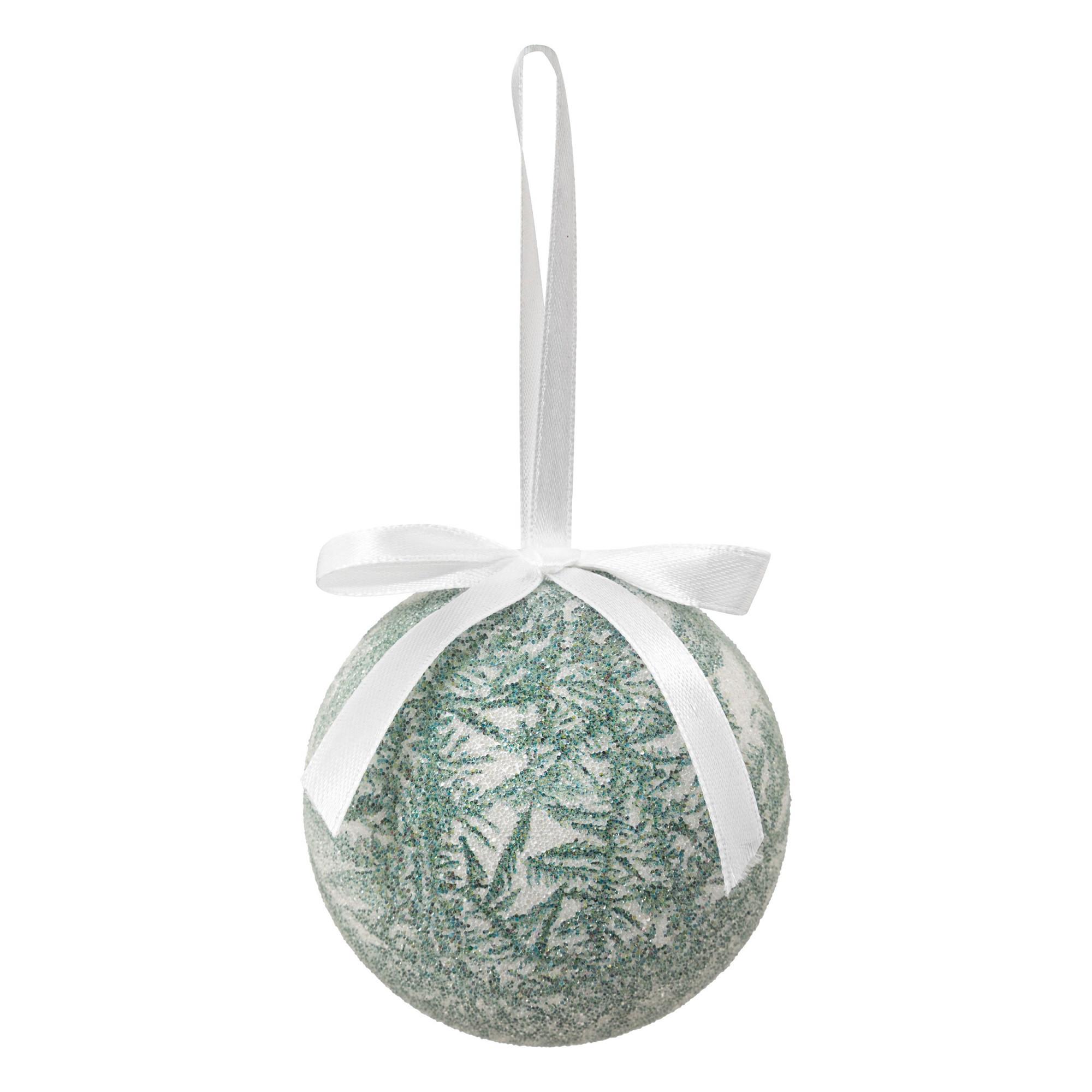 Kuglica Za Bor Frost 7,5cm - bijela/tamno zelena, Moderno, papir/plastika (7,5cm)