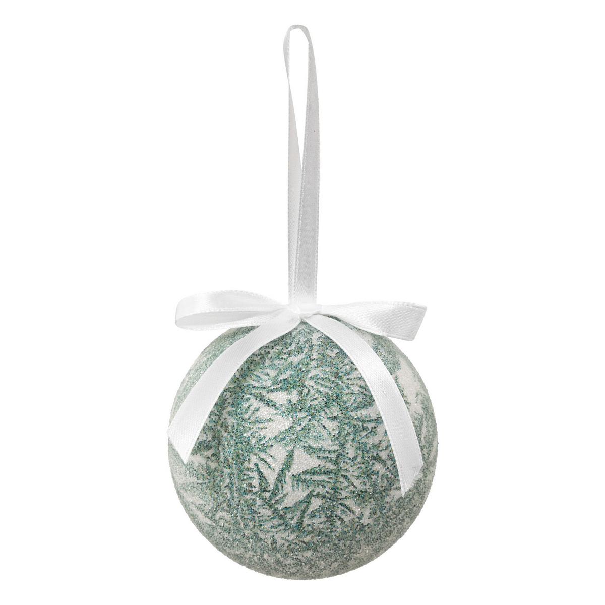 Glob de Crăciun cca. 7,5 cm Frost - verde închis/alb, Modern, plastic/hârtie (7,5cm)