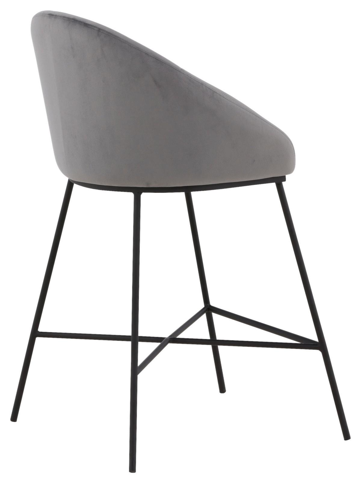 Barhocker Velvet VELVET - Dunkelgrau/Schwarz, Design, Textil/Metall (58,5/97/57cm) - Livetastic