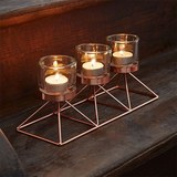 Kerzenhalter Hauke inkl. Gläser ca. 28,5/7,5cm - Kupferfarben, MODERN, Glas/Metall (28,5/10/7,5cm) - Mömax modern living