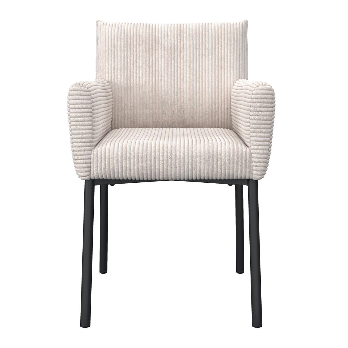 Armlehnstuhl Sofia Beige Cord Gepolstert - Beige/Schwarz, MODERN, Holz/Textil (57/87/58cm) - Bessagi Home