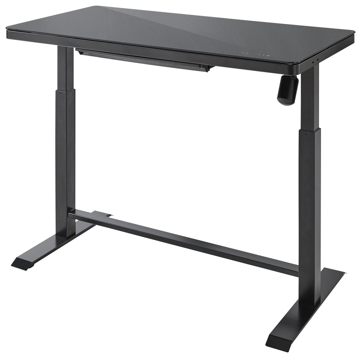 Íróasztal, Állítható Magasságú Lift4home - fekete, Modern, Üveg/fém (120/72-120/60cm)