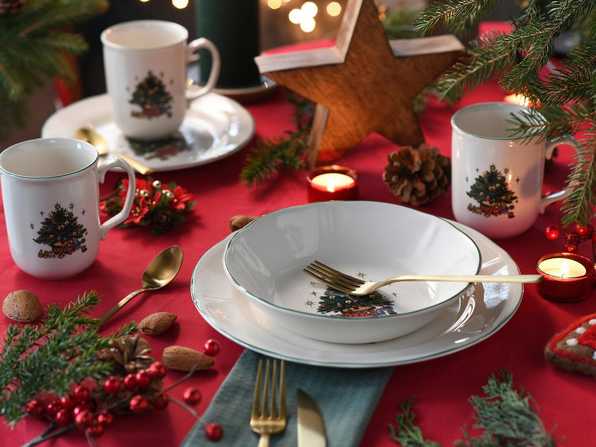 Kombiservice Tannenbaum Multicolor/Weiß, 16-tlg. - Multicolor/Weiß, Basics, Keramik - Creatable