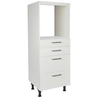 Geräteumbauschrank Touch Weiß - Edelstahlfarben/Hellgrau, MODERN, Holzwerkstoff/Metall (60/168/58cm) - Nobilia