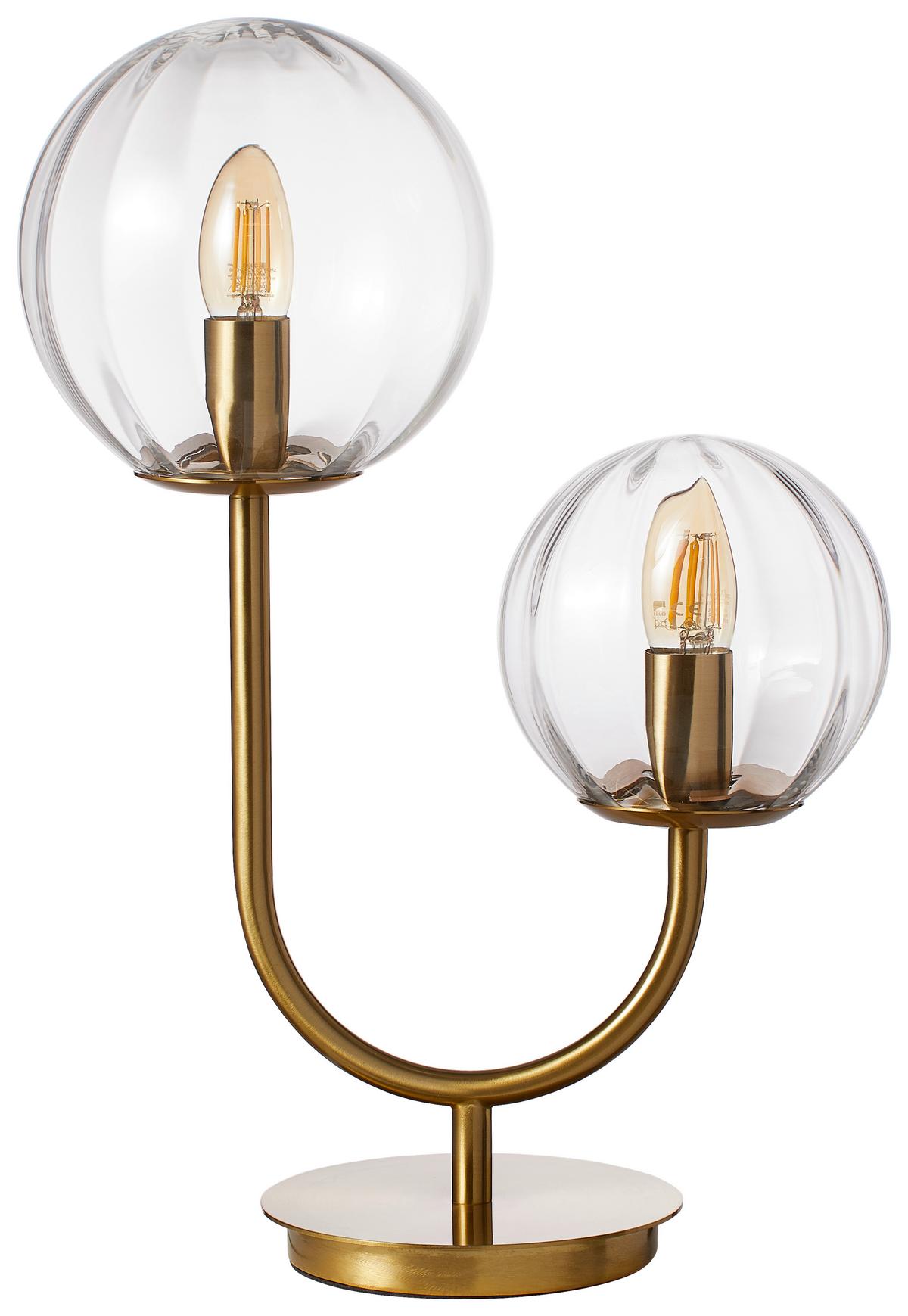 LAMPA STOŁOWA DOUBLE BUBBLE - przejrzysty/złoty, Trend, metal/szkło (33/18/43cm) - Light & Living