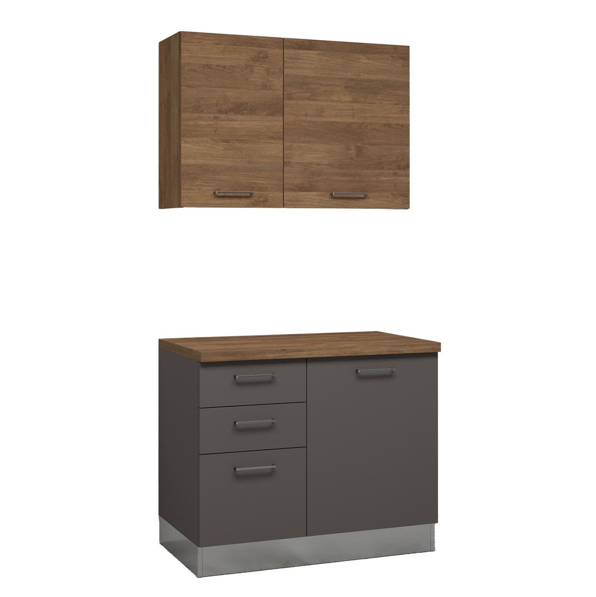 Eckküche Freia m. Geräten ca. 250x225cm Anthrazit - Walnussfarben/Alufarben, LIFESTYLE, Holzwerkstoff/Kunststoff (250/225cm) - MID.YOU