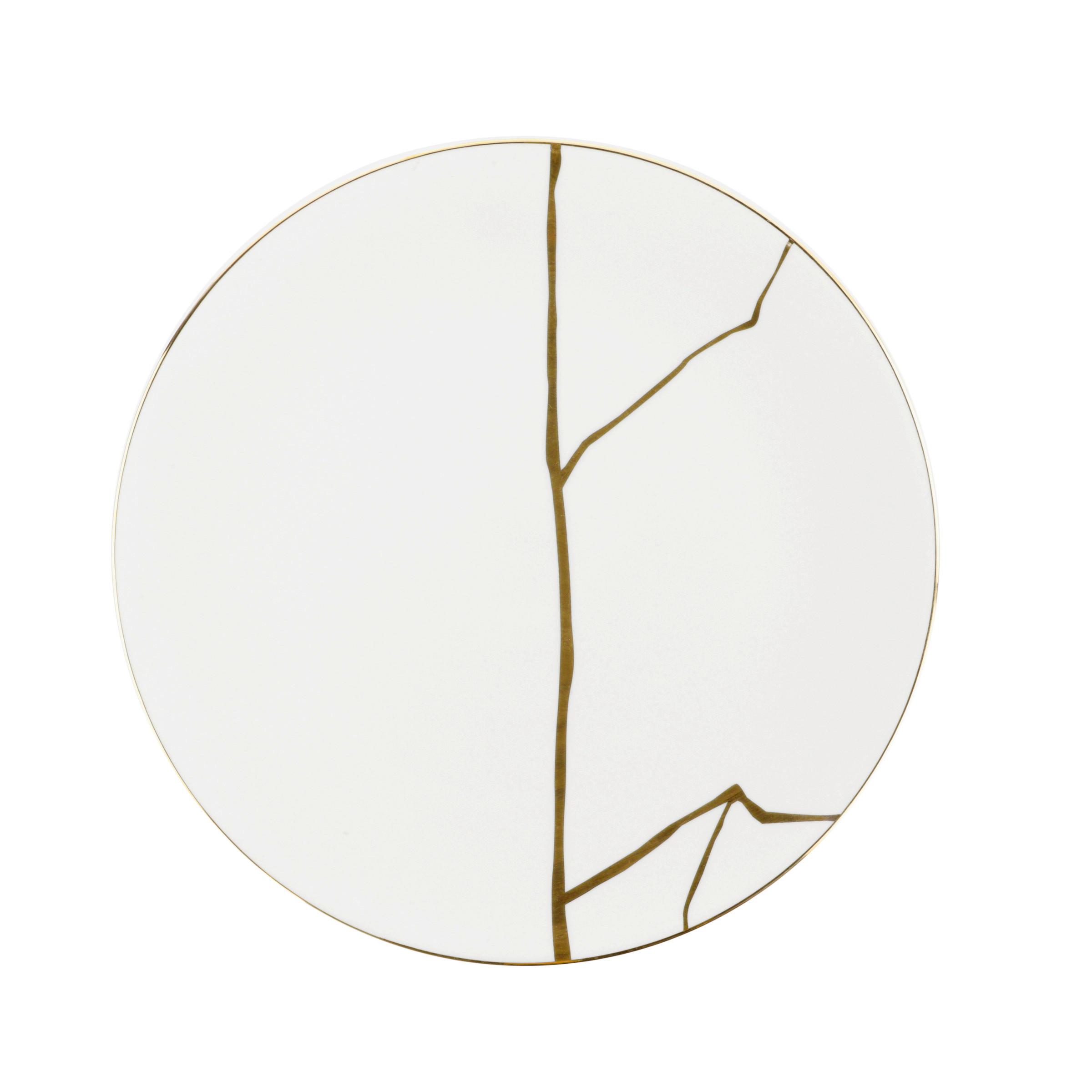 Speiseteller Onix in Weiß/Goldfarben Ø 27cm - Goldfarben/Weiß, MODERN, Keramik (27cm) - Mömax