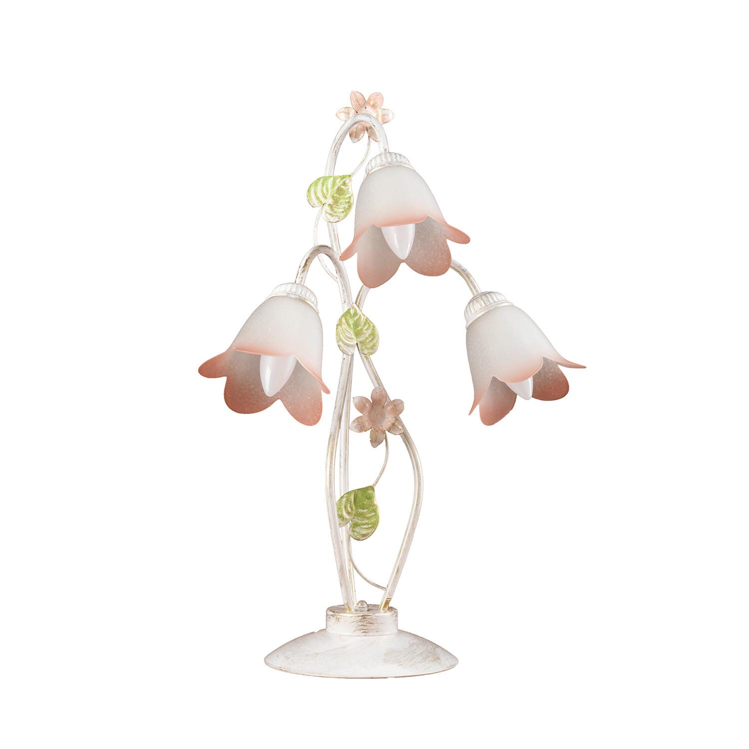 Tischleuchte Botton d'oro Weiß/Pink max. 6 Watt - Natur, Glas/Metall (45/20/60cm)