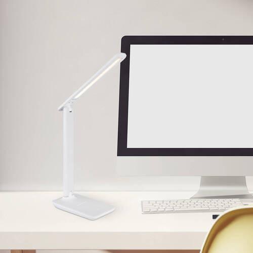 LED-SCHREIBTISCHLEUCHTE 58439W - Weiss/Opal, Design, Leder/Kunststoff (28/11,5/50cm) - Globo
