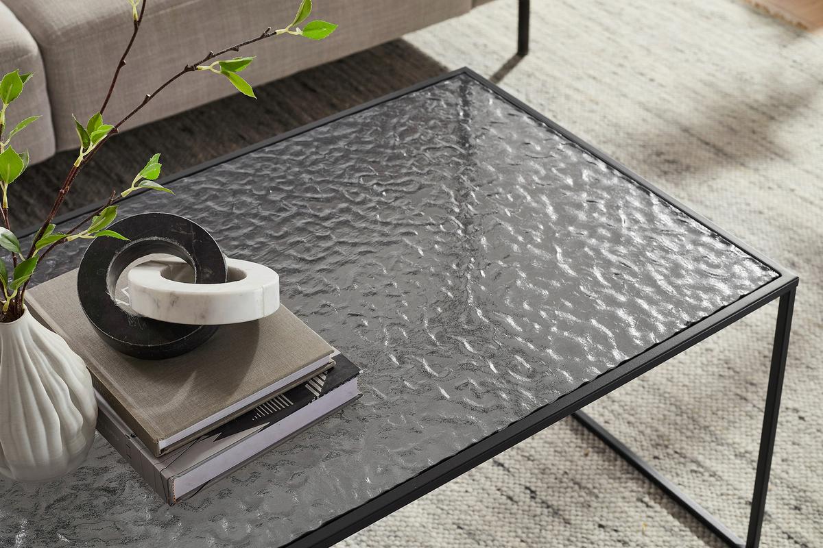 Klubska Miza Black, Črna - črna, Design, kovina/steklo (110/55/45cm) - Livetastic