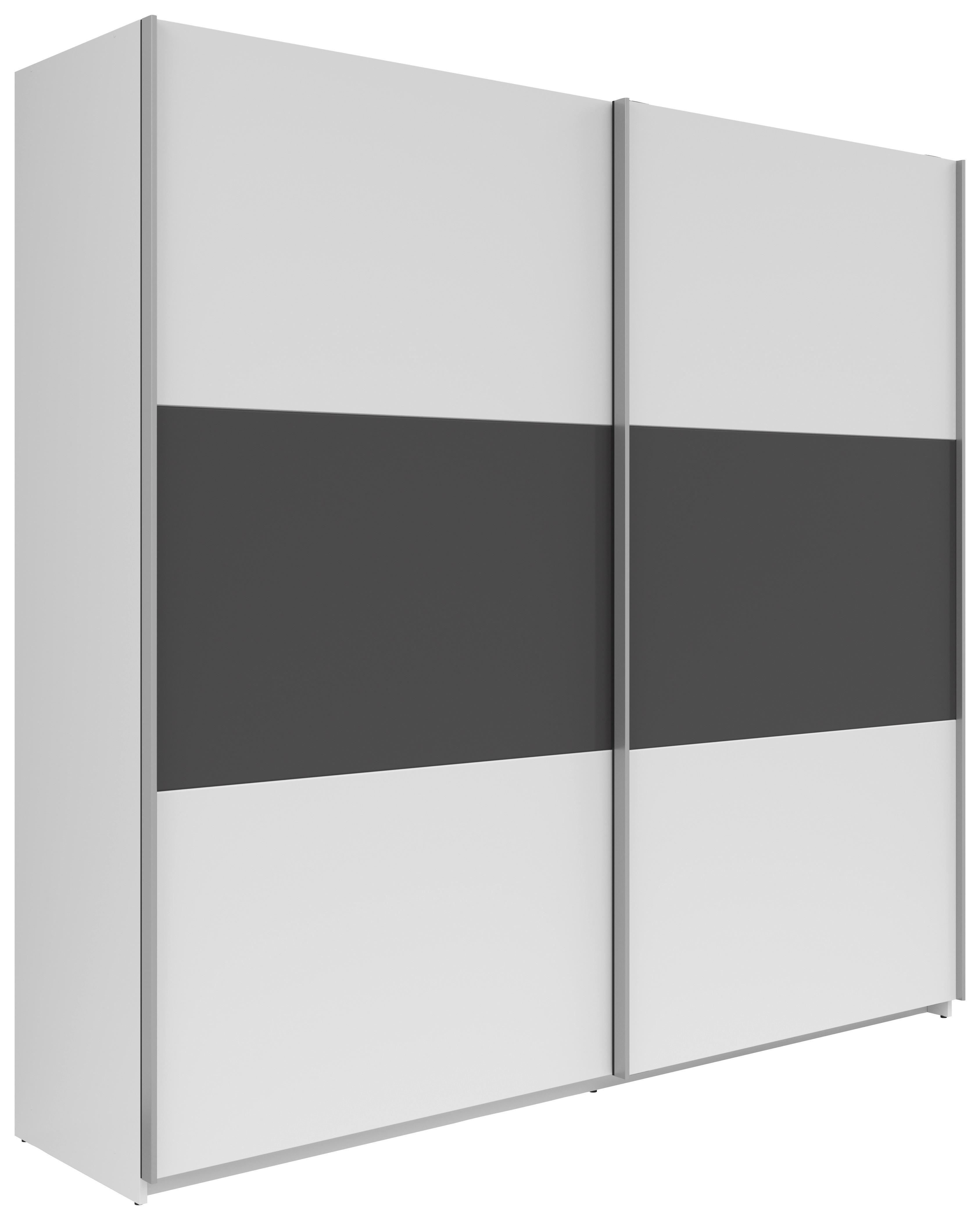 Schwebetürenschrank Saturn in Weiß/Graphitfarben - Silberfarben/Graphitfarben, KONVENTIONELL, Holzwerkstoff/Metall (218/210/59cm) - Mömax