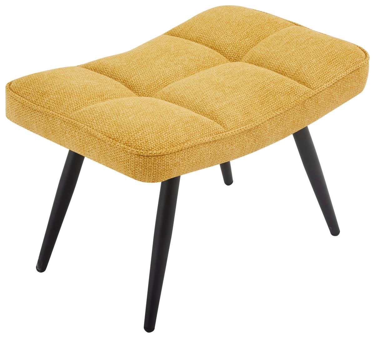 Fotelj Hanoi, Rumena, S Taburejem - rumena/črna, Moderno, kovina/tekstil (71/98/83cm)