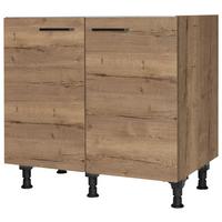 Spülenunterschrank Structura Eiche dunkel - Eiche dunkel/Schwarz, MODERN, Holzwerkstoff/Metall (90/87/56cm) - Nobilia