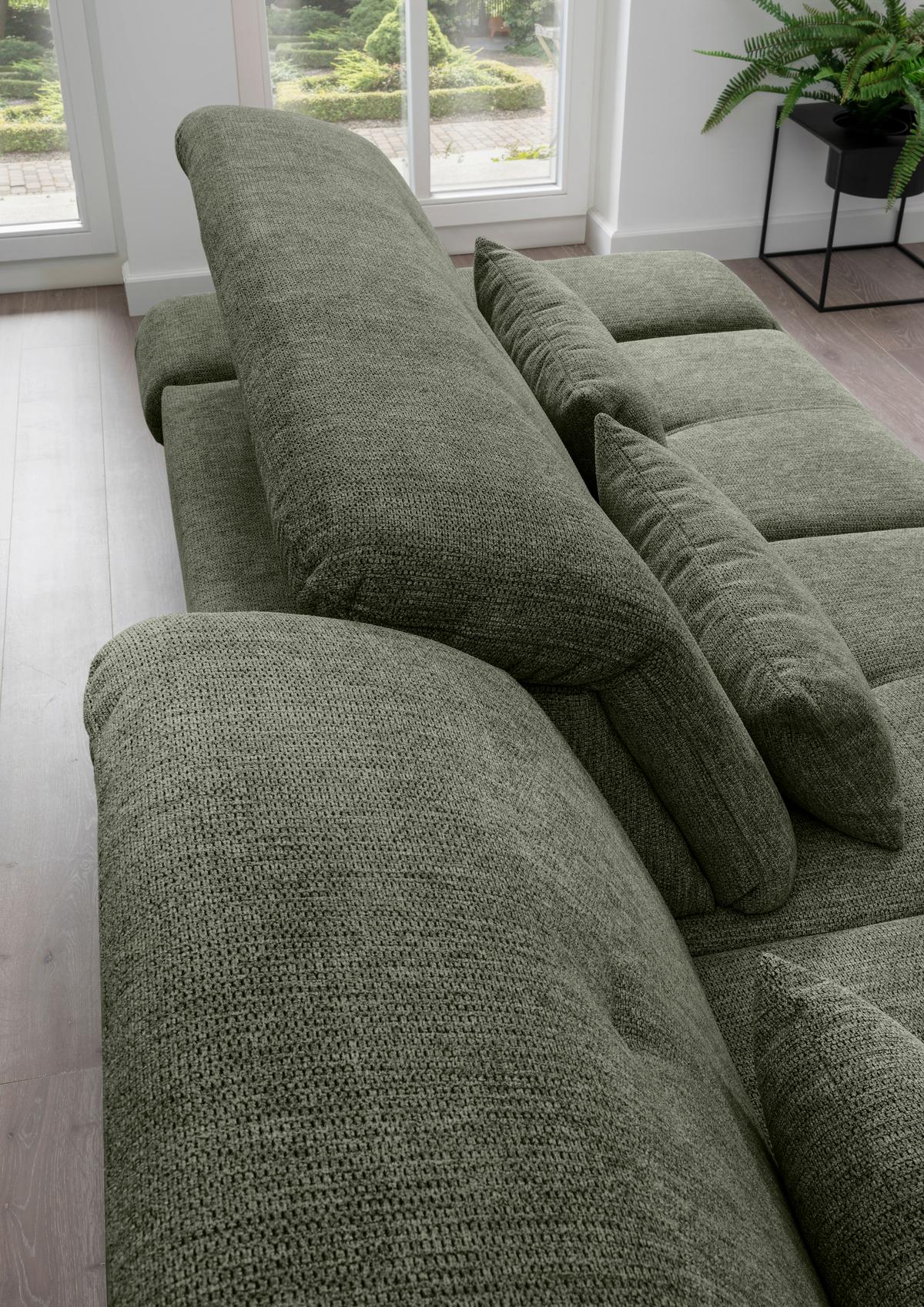 Ecksofa Dalida Dunkel Grün Chenille m. Bettkasten - Chromfarben/Dunkelgrün, Design, Textil/Metall (254/280cm) - Livetastic