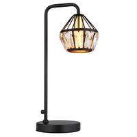 Tischleuchte Lois Schwarz/Messing max. 40 Watt - Klar/Messingfarben, KONVENTIONELL, Glas/Kunststoff (21,5/12,5/43cm) - Globo