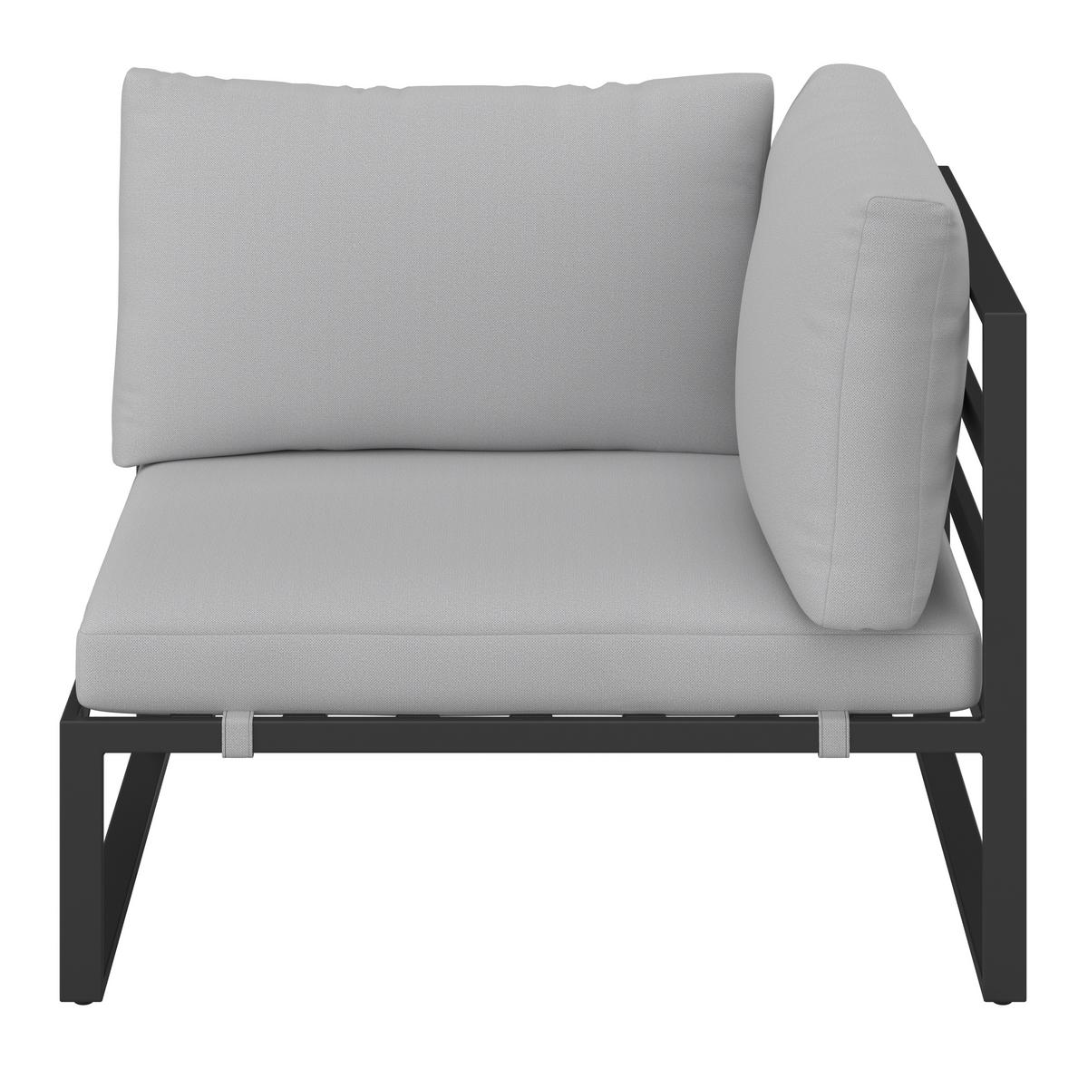 Loungegarnitur Valentina Grau Metall/Outdoorstoff +Abdeckung - Schwarz/Grau, MODERN, Glas/Textil (90/65/74cm) - Bessagi Garden