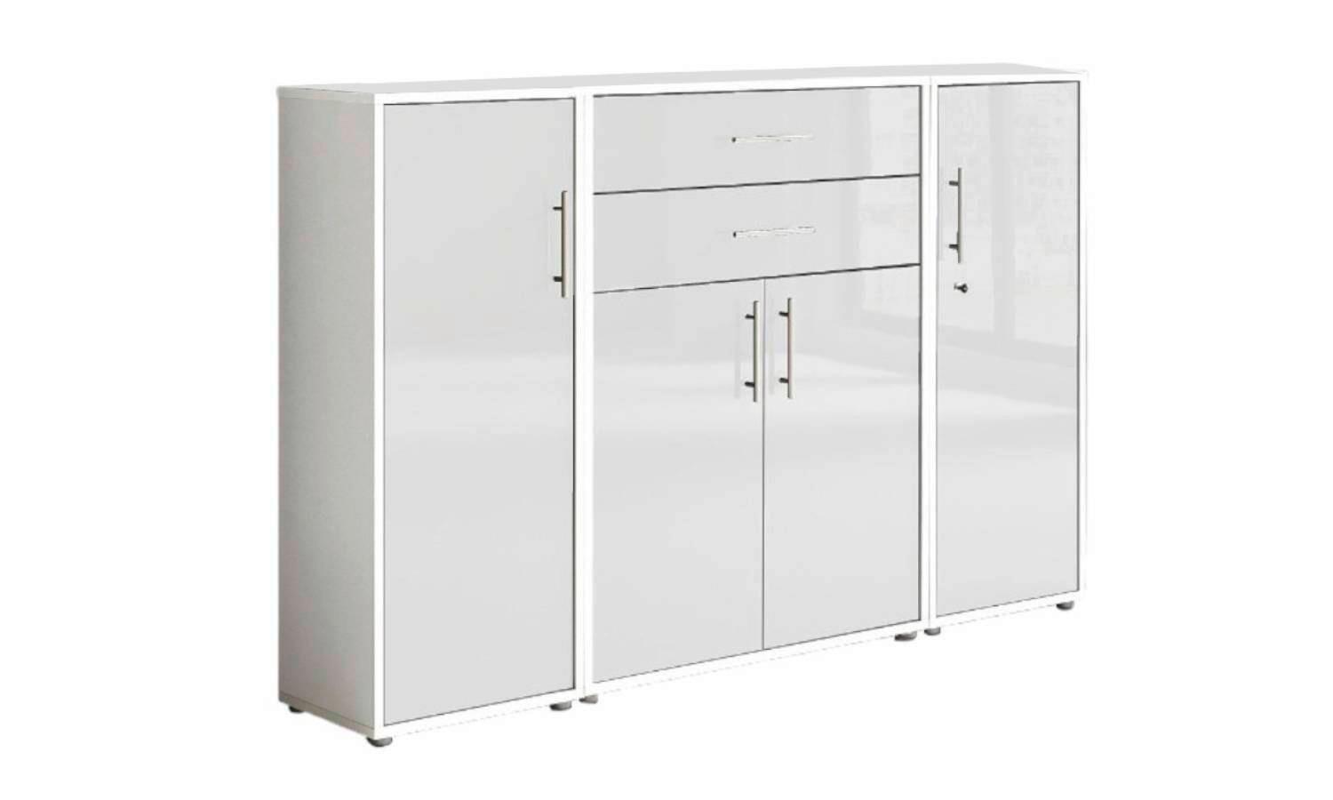 Aktenschrank Office Edition Sw Set 16 Weiß - Weiß Hochglanz/Weiß, MODERN, Holzwerkstoff (172,6/113,6/33cm) - MID.YOU
