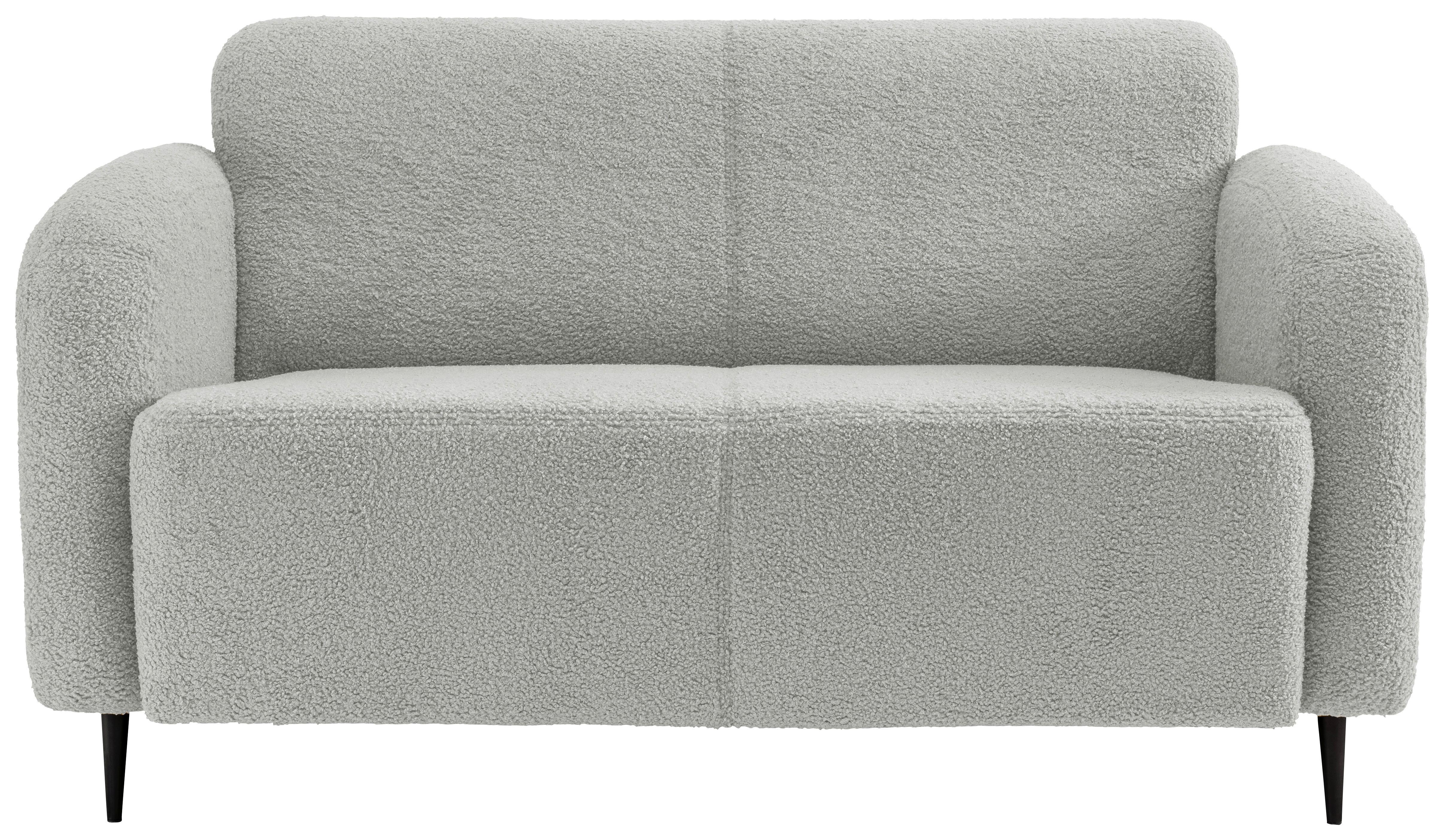 2-Sitzer-Sofa Marone Hellgrau Teddystoff - Hellgrau/Schwarz, MODERN, Textil/Metall (140/76/90cm) - Livetastic