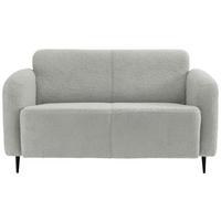 2-Sitzer-Sofa Marone Hellgrau Teddystoff - Hellgrau/Schwarz, MODERN, Textil/Metall (140/76/90cm) - Livetastic