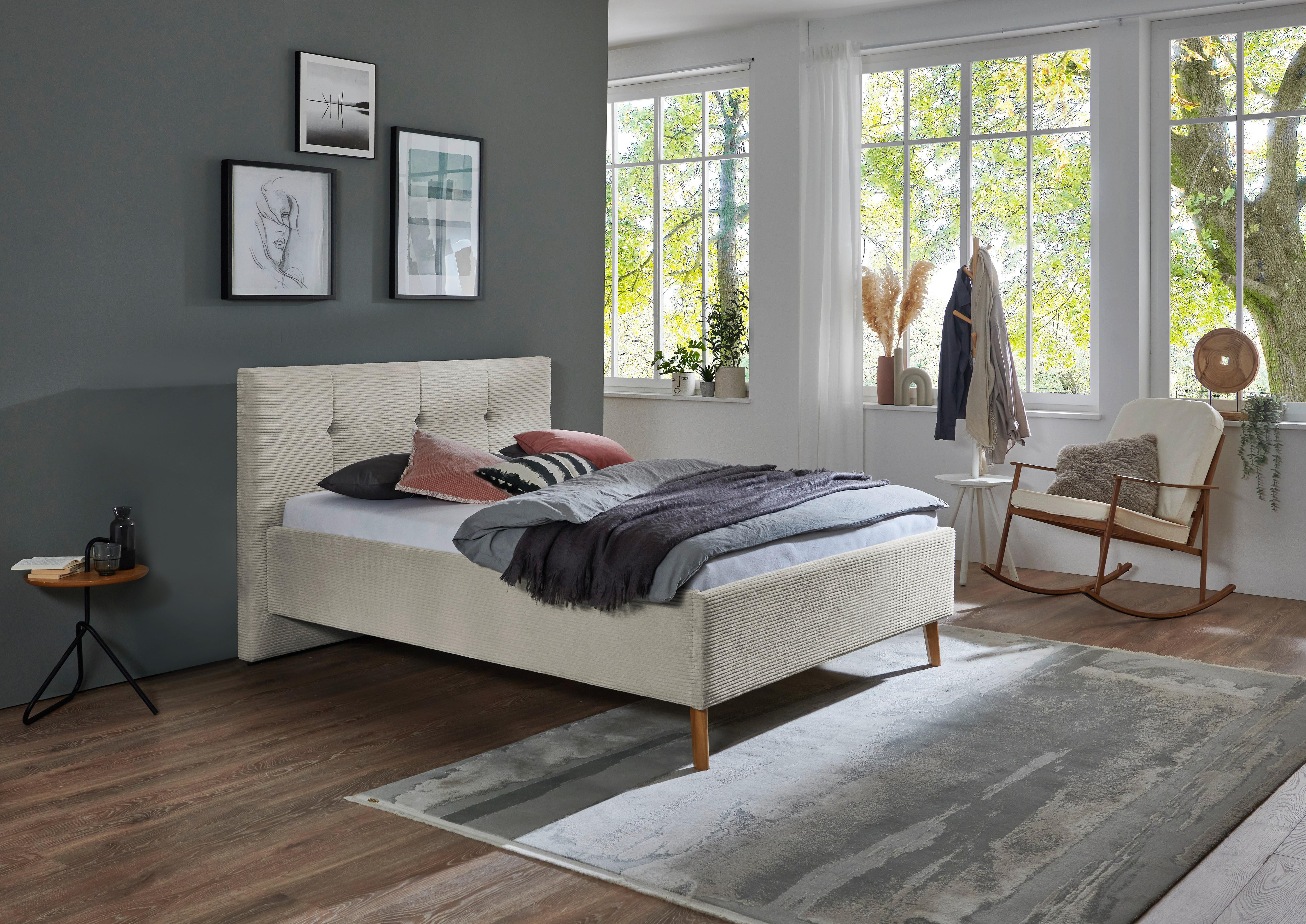 Polsterbett Meila Beige ca. 140x200cm - Birkefarben/Beige, KONVENTIONELL, Holz/Textil (140/200cm) - Premium Living