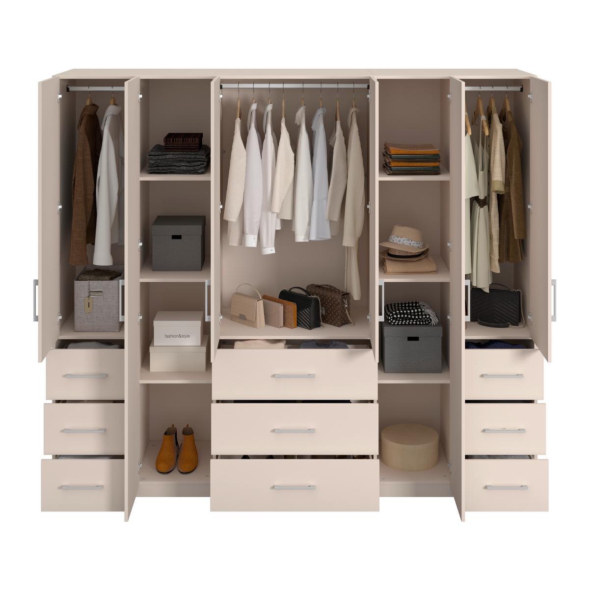 Drehtürenschrank Vivaldi -Exklusiv- - Kaschmir/Chromfarben, Konventionell, Holzwerkstoff/Metall (245/210/55cm) - Mömax