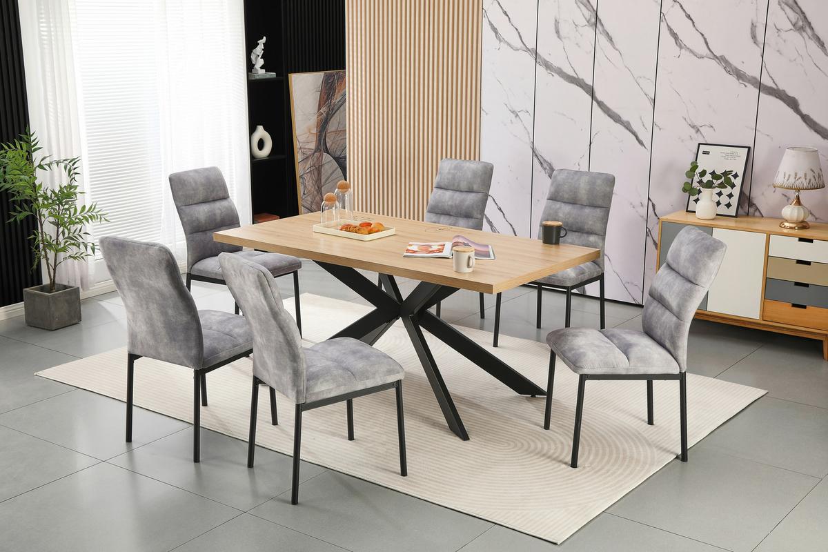 Jedilna Garnitura Sydney, Siva, 7-Delno - siva/črna, Moderno, kovina/tekstil (160/75/90cm)