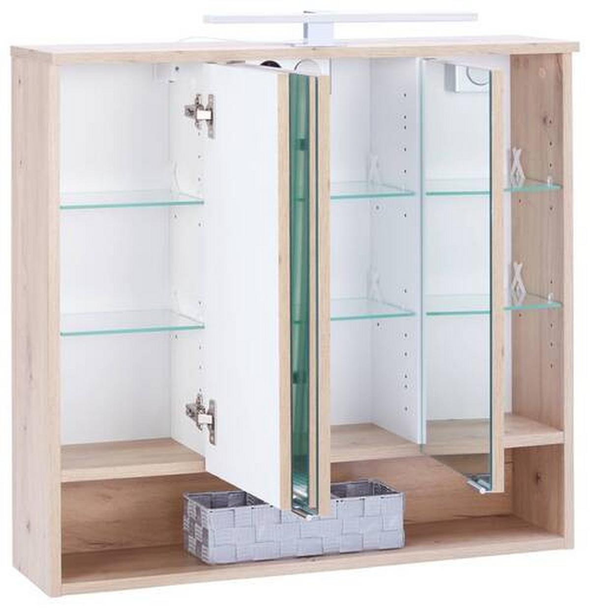 Element S Ogledalom Fresh - hrast Artisan/boje kroma, Konvencionalno, staklo/drvni materijal (80/75/20cm) - Modern Living