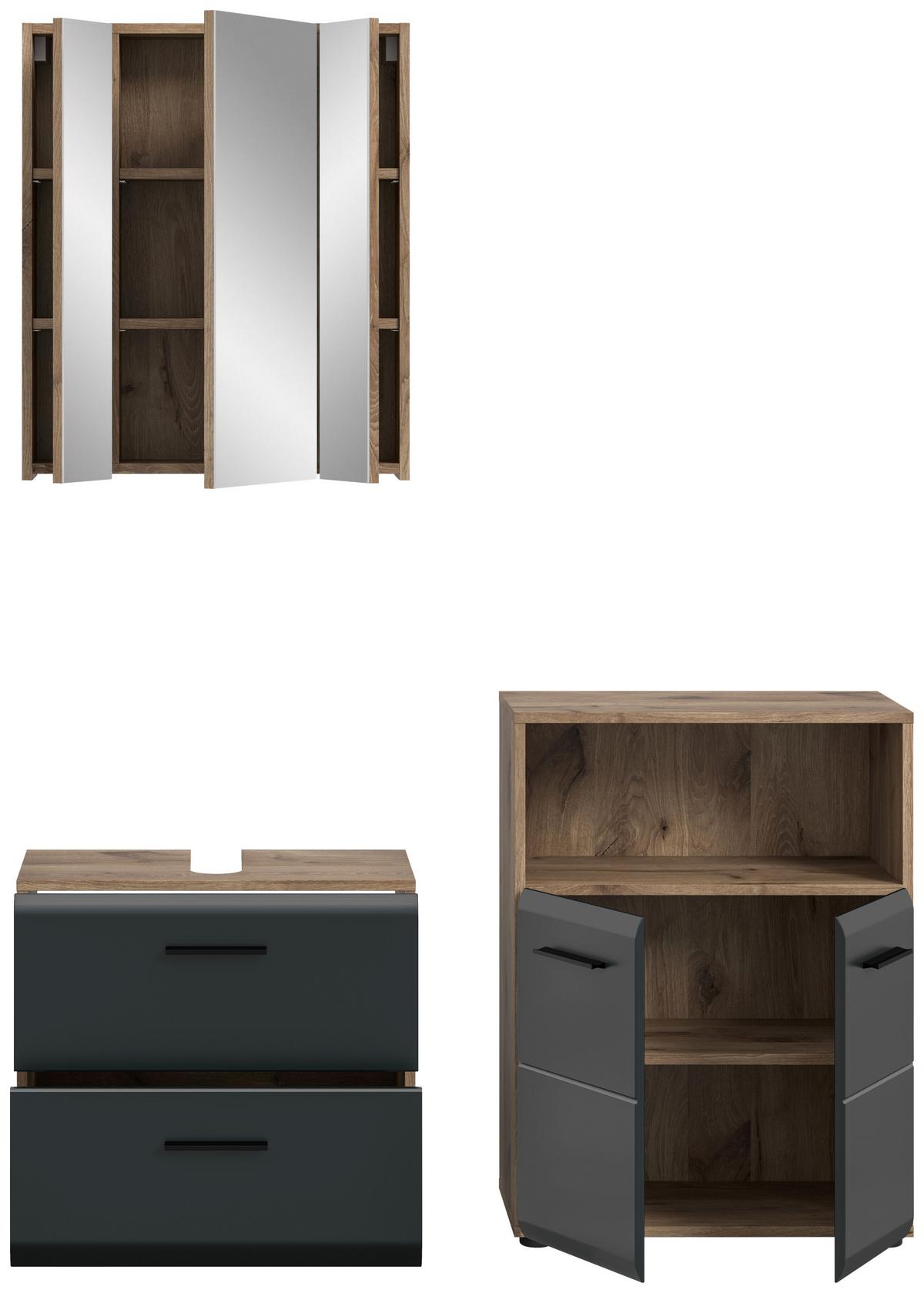 BADEZIMMER ICE - Eiche dunkel/Schwarz, Basics, Holzwerkstoff/Kunststoff (120cm) - MID.YOU