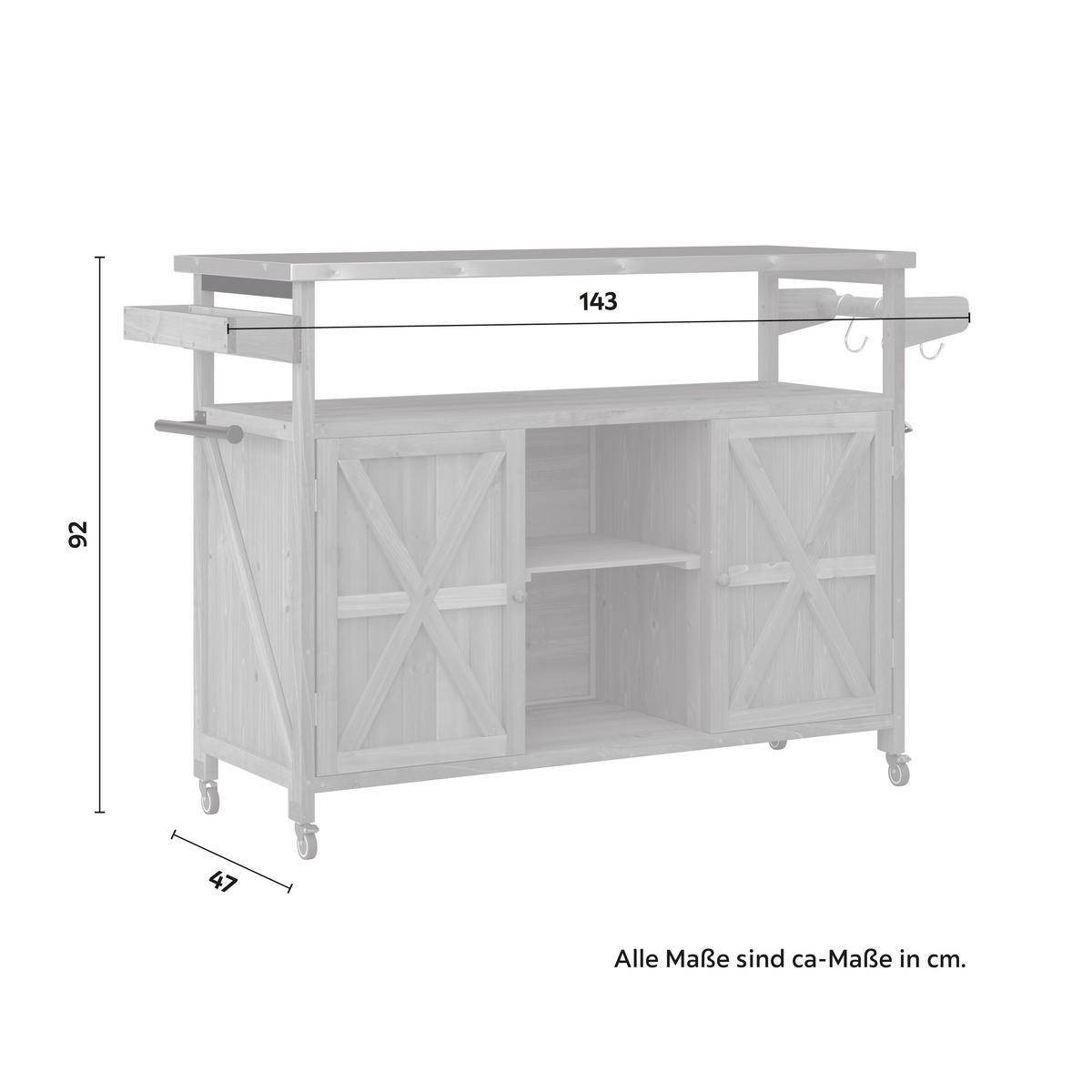 Gartenschrank Ali Tannenfarben aus Echtholz - Tannenholzfarben, MODERN, Holz/Metall (143/92/47cm) - Bessagi Garden