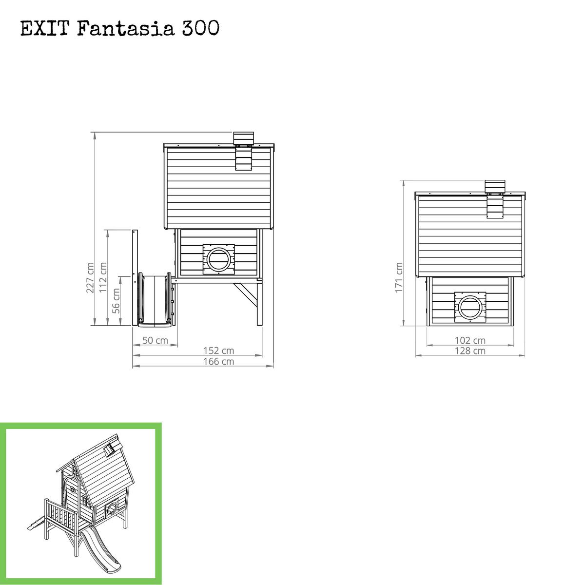 Igralna Hišica Exit Fantasia 300, Zelena - rdeča/zelena, Konvencionalno, les (246/166/227cm) - EXIT Toys