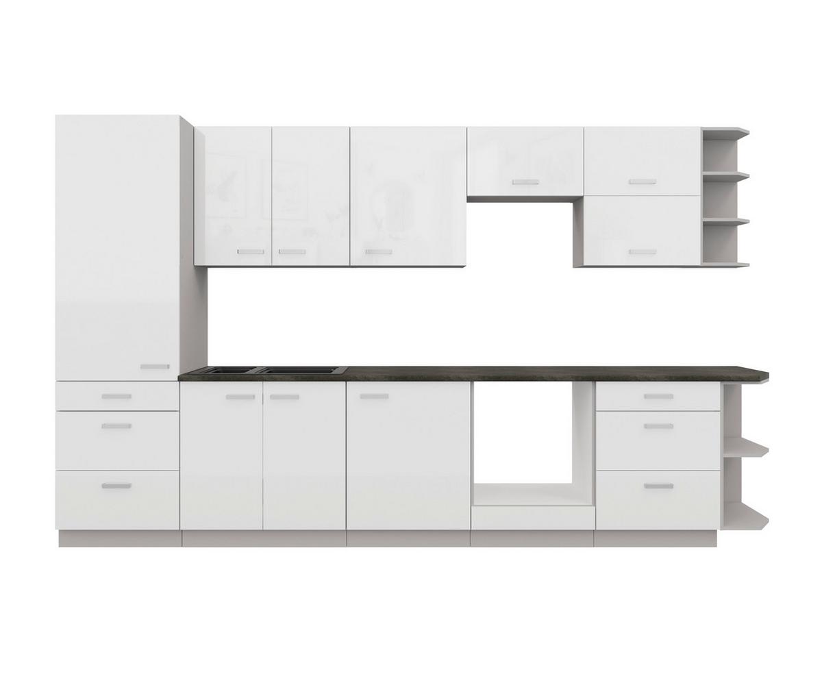 Blok Kuhinja Bianca - boja hroma/siva, Moderno, metal/pločasti materijal (350/214/60cm) - Modern Living