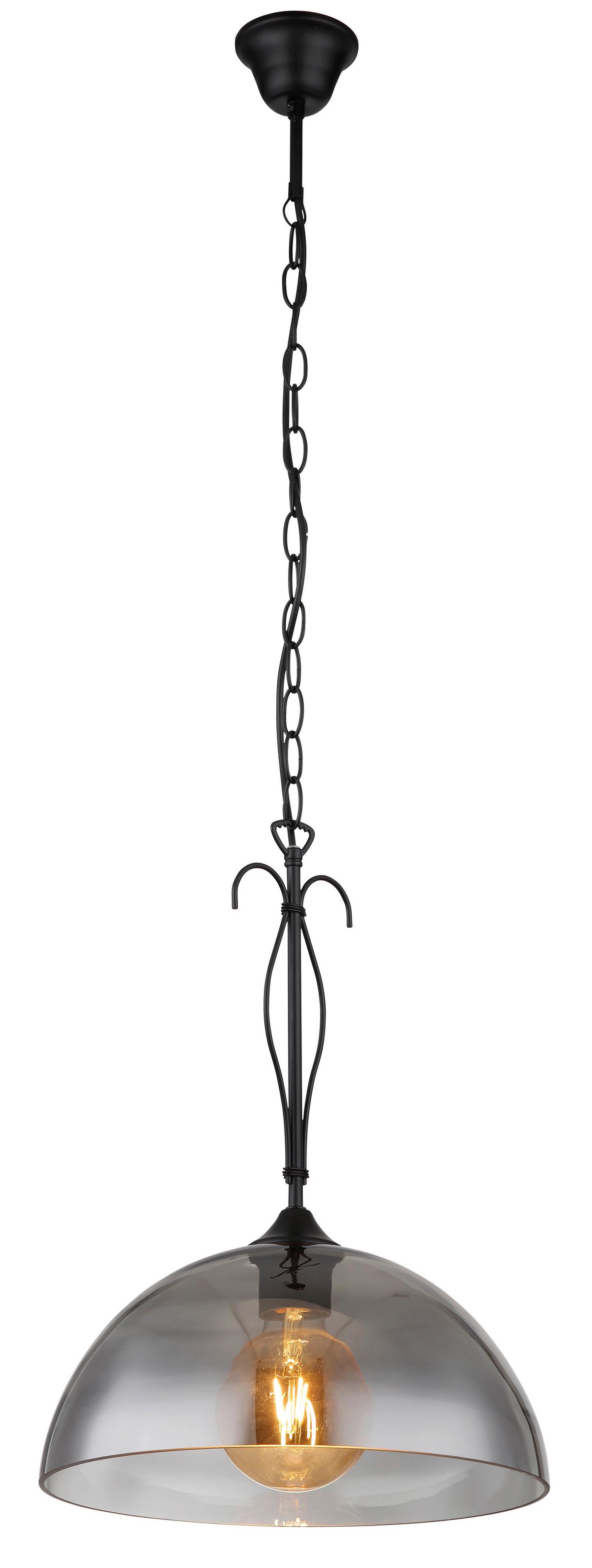 Hängeleuchte Cottage Schwarz max. 40 Watt - Schwarz, KONVENTIONELL, Glas/Metall (30/120cm) - Globo
